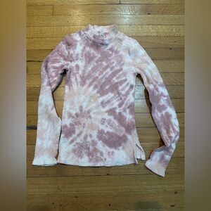 Pink Tie-Dye Turtleneck Top